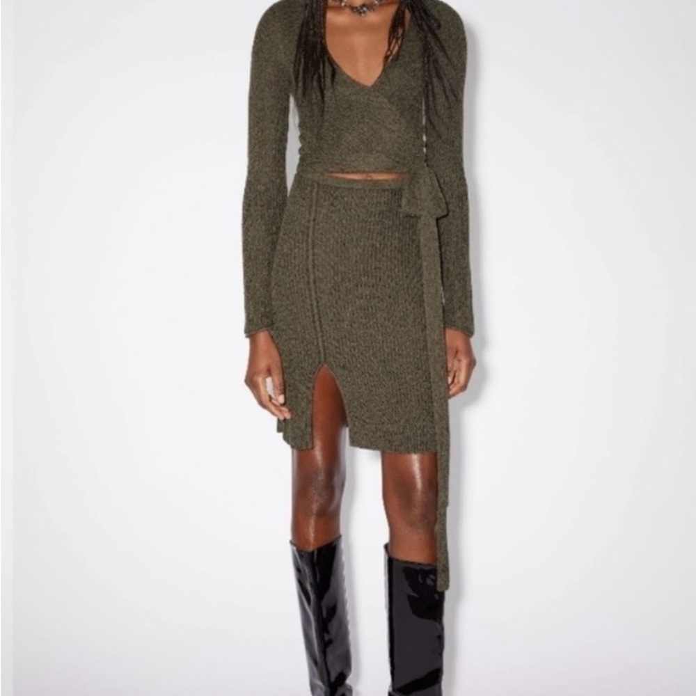 Acne Olive Green Skirt Set